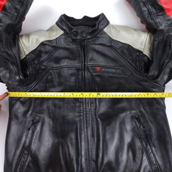 DAINESE Zen EVO Perforated Jacket Black Red Leather Padded Moto Racer Biker - Picture 4 of 16